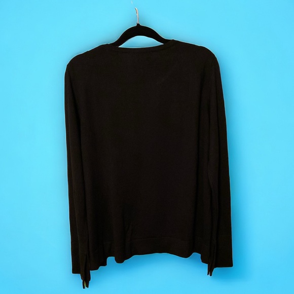 Fate by LFD Black wrap sweater with keyhole, long sleeve with slit NWT Large - Picture 2 of 7